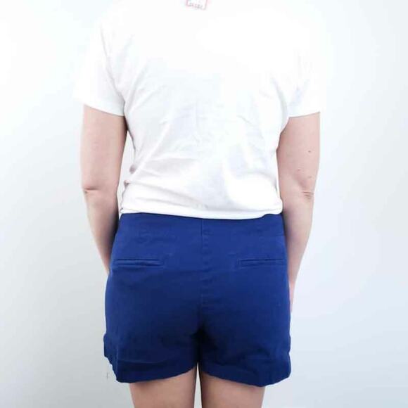 Womens J. Crew Fact Nautical Stretch Shorts Navy 6 Flat Front Cotton Blue Short - Picture 3 of 4